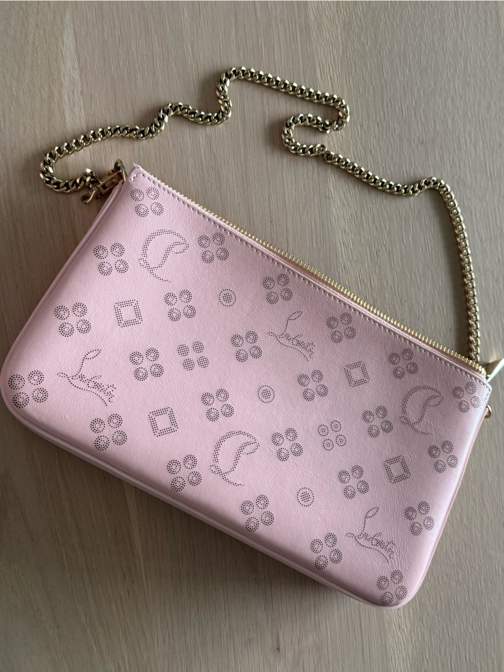 Christian Louboutin Blush Pink Logo Chain Shoulder Bag - Picture 2 of 12
